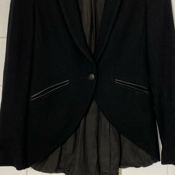 RAG & Bone 💯 Wool Leather Black Blazer Size 2 - Picture 9 of 14